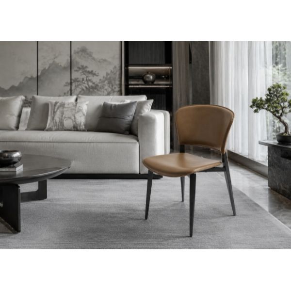 Microfiber Commercial Lounge Chair Brown Leather Accent Chair For Hotel Home