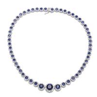 Luxury Ruby Gemstone Necklace A Grade Cubic Zirconia Gemstone Necklace 925 Sterling Silver Sterling Silver Necklace