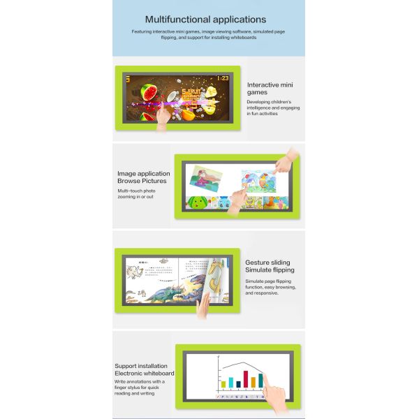 Small Green Early Education Touch Screen Tablet Table Multifunctional Entertainment Interactive Capacitive Touch