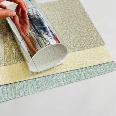 Papel de parede de espuma 3D texturizado de linho Retardante de incêndio Rolo de revestimento de parede para apartamento