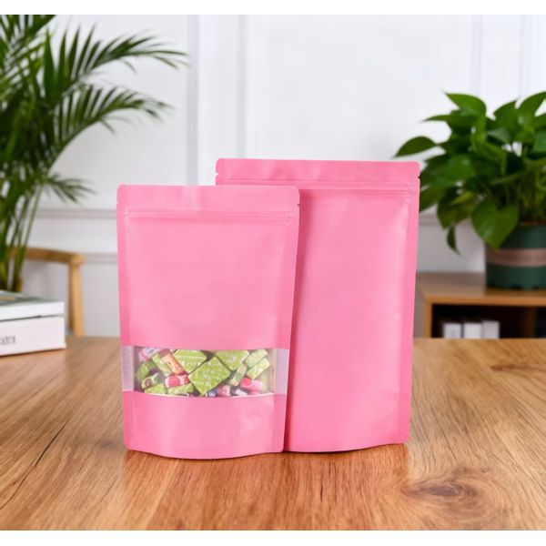 Custom Logo Printed Aluminum-Plated Zipper Mylar Pouch Stand-Up Window and Zipper Resealable and Smell Proof for Sugar Storage