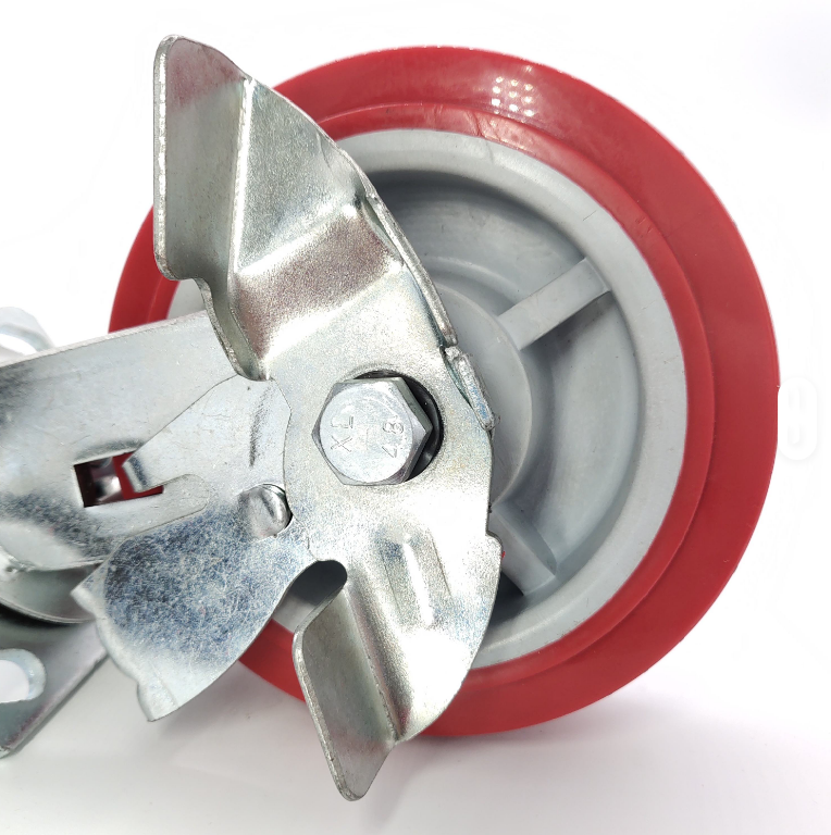 Hardware Tool Cabinet Industrial 6 Inch PU Polyurethane Medium Heavy Duty Swivel Side Lock Brake PU Caster and Wheel