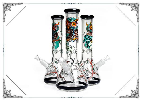 Hand Drawing Owl Perc Glass Water Pipe 50 X 7mm Perc Glass Smoking Tubes