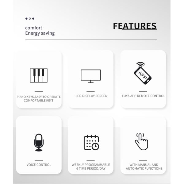 SIXWGH Smart WiFi Thermostat Tuya App Voice Control 16A Load LCD Programmable Temperature Controller for Electric Floor Hotels