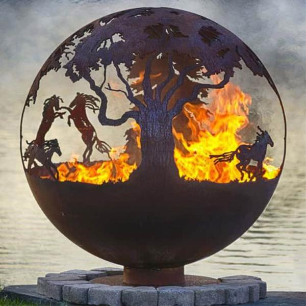 Patio 100cm Backyard Creations Sphere Fire Pit ISO9001 Steel Hemisphere