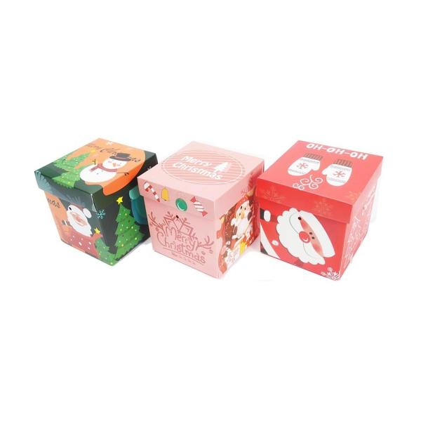 Caja de regalo de Navidad con tapa hecha de papel recubierto en tamaño personalizado para el embalaje de regalos