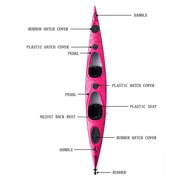 Sit In Sea Touring Kayak Huarui Kayak Fishing Two Person 4.5MM