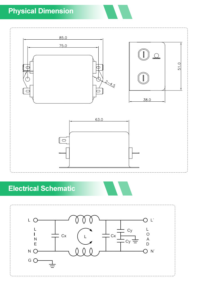 YB12D4 Универсальный однофазный фильтр 1A ~ 10A EMI Filter 220V EMC Шум для UPS