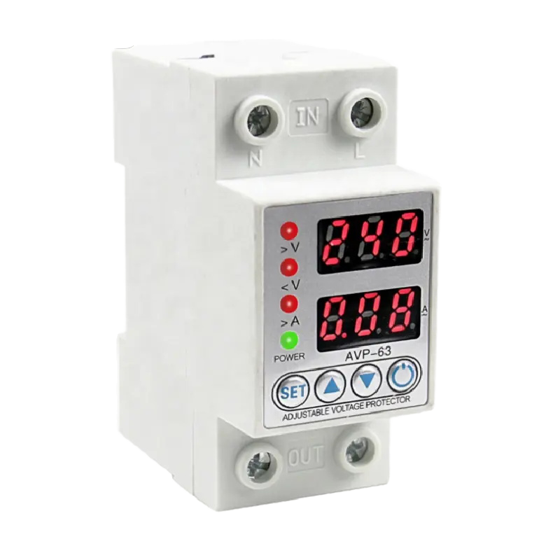 CNLonQcom Single-Phase AC 12~230V Adjustable 40/63/80A Voltage OUPA AVP Relay Under-Voltage Protection LED Digital Display PC