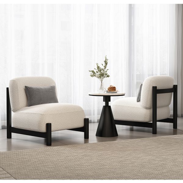 Wholesale Comfortable Modern Eco-Friendly Lamb Fleece Fabric Single Leisure Sofa Chair Set High-resilience Sponge for Bedroom