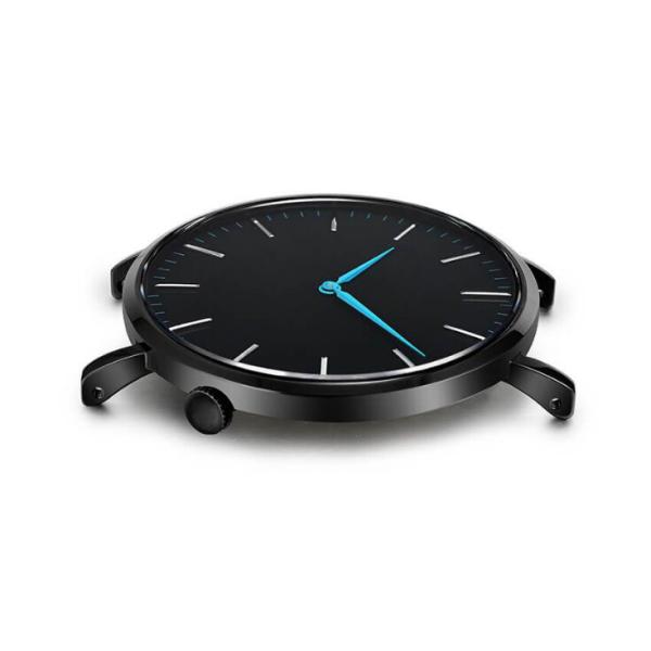 Ultra Thin Stainless Steel Back Quartz Watch , Black Color Quartz Dress Watch