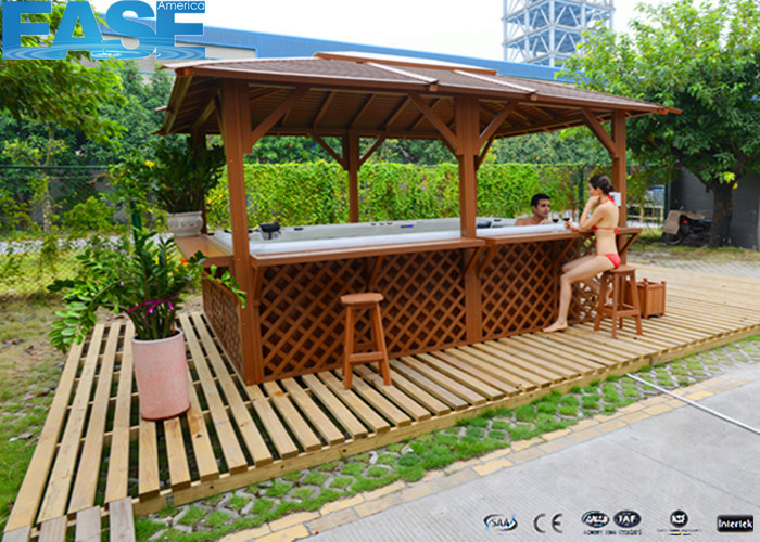 380V / 16A acrylic whirlpool massage 10 people hydrotherapy spa with treated wood frame
