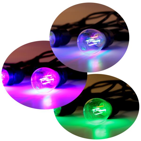24ft 12 Bulb IP65 Waterproof Festoon Lighting Outdoor Garden Wedding Christmas Decoration S14 RGB LED Filament Bulb Light String