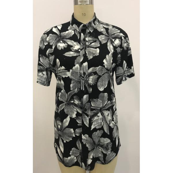 Summer Printed Short Sleeve Shirts 100% Viscose Printed Silk Shirt Mens