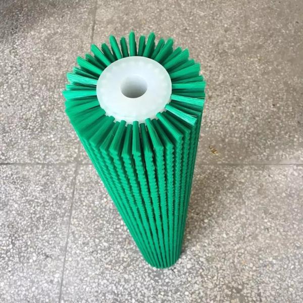 Escova de limpeza do cilindro do rolo de nylon verde industrial para a escova do rolo da limpeza do fruto da limpeza vegetal