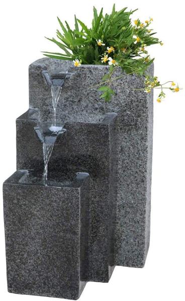Rock Cast Stone Water Fountain with LED Lights Three Tier  with Low Splash Design for Garden/Patio/Balcony