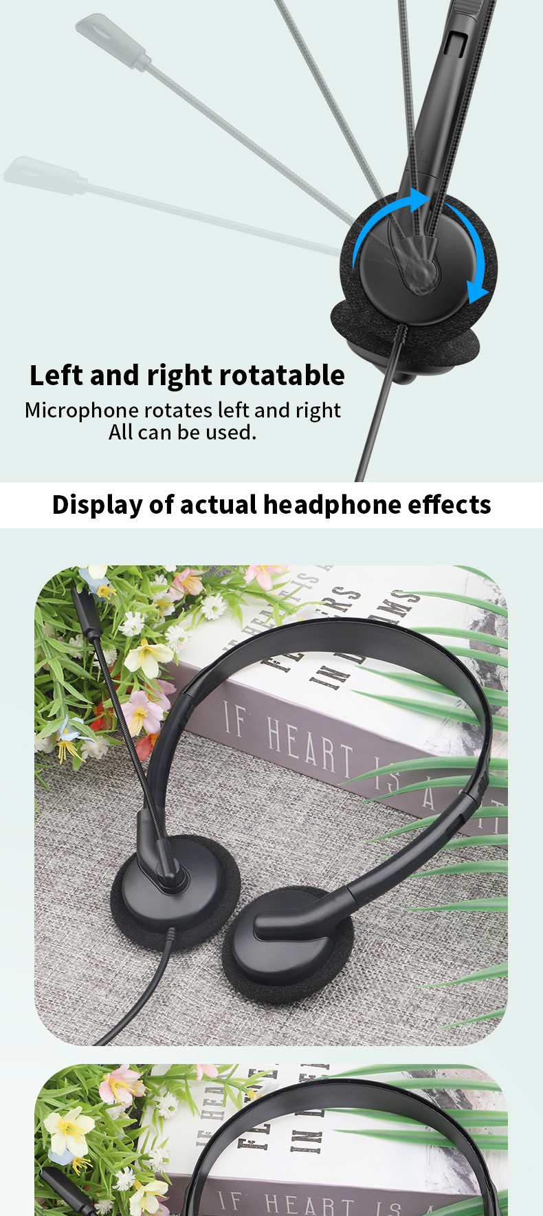 Lightweight wired telephone headset with ENC noise‑cancelling flexible boom microphone. Supports USB, Type‑C & 3.5mm jack, perfect for call centers, remote work, online meetings and classes,OEM & ODM