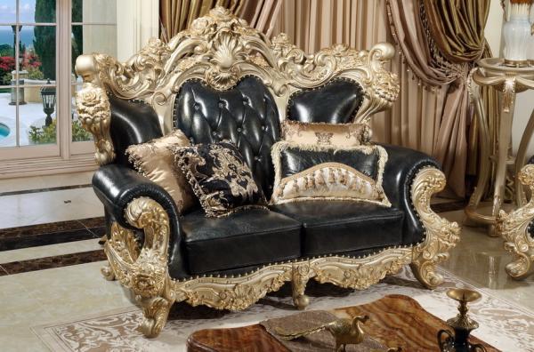 Luxury Classic Living room Sofa sets online direct sales price by Beech wood carfted and Import Italy Leather upholstery