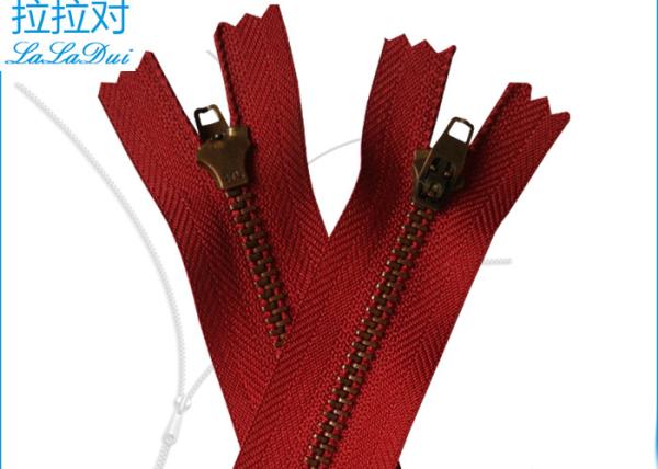 Metal Brass Reversible Separating Zipper , 6 Inch Separating Zipper For Cloth Pants