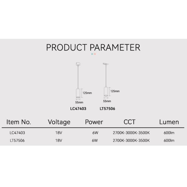 2700K-3000K-3500K Black Led Track Lighting Ocean Bound Track Lighting Pendants 6W