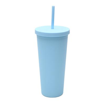 710ml Double Wall Plastic Tumbler Bulk Reusable Skinny 24 Oz Acrylic Tumbler With Lid And Straw For Water Iced Coffee Tea Soft Touch Finish