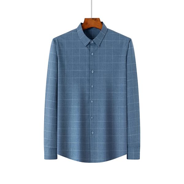 Polyester Fiber Viscose Custom Logo Men's Shirts Long Sleeve Shirt Casual with Lining