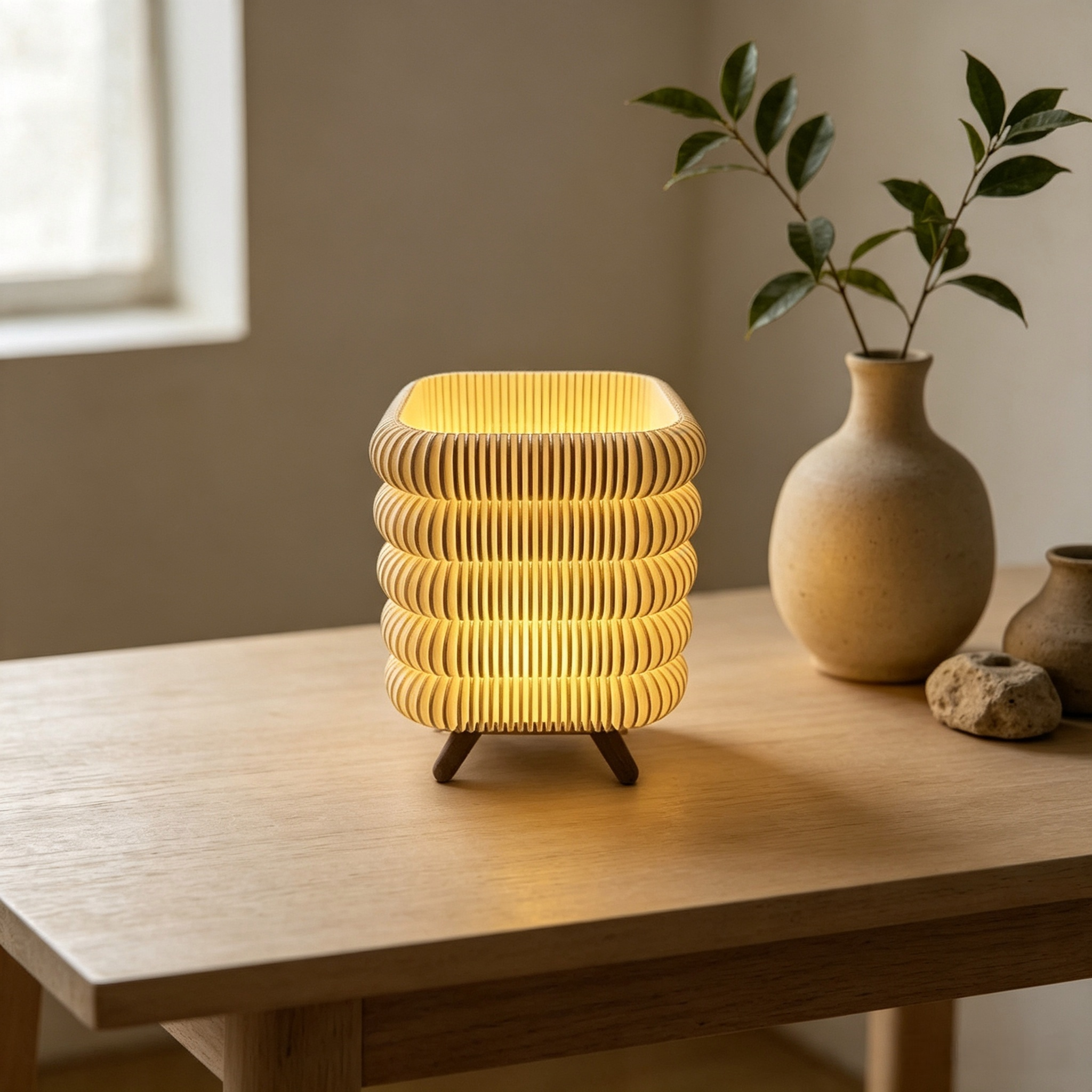 Rippled Stacked 3d Print Light  Cube Warm Bedroom Glow Lighting Fixtures