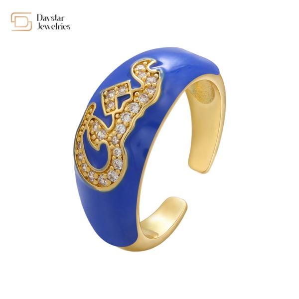 Кольца эмали изготовленного на заказ имени циркона колец письма диаманта коренастого красочные