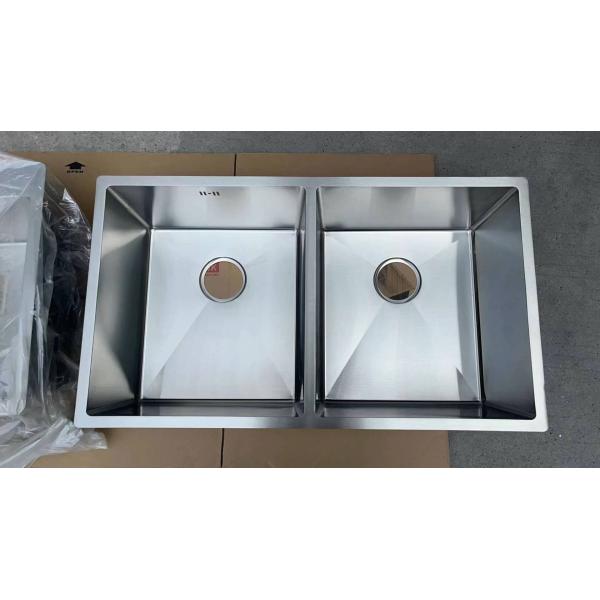16 Gauge Brushed Handmade Kitchen Sink Undermount  With Tap Hole