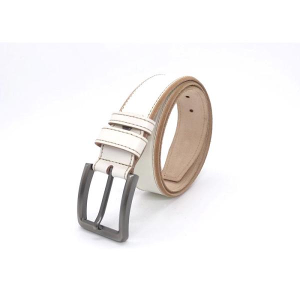 Adjustable White 38mm Mens Casual Leather Belt