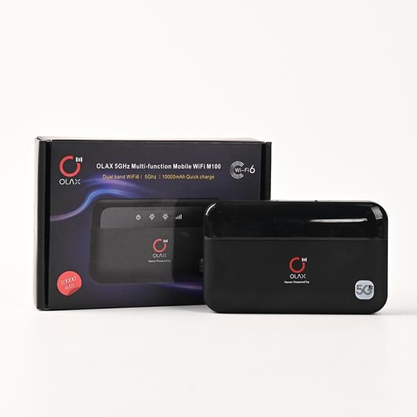 OLAX M100 10000mAh Multifunctional Wireless Power Bank & Mobile Router LED Display USB-C Cable Firewall for Outdoor Phone