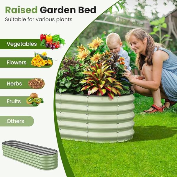 5.5*5.5*1.4Ft L Shape Outdoor Metal Raised Garden Bed Easy To Assemble