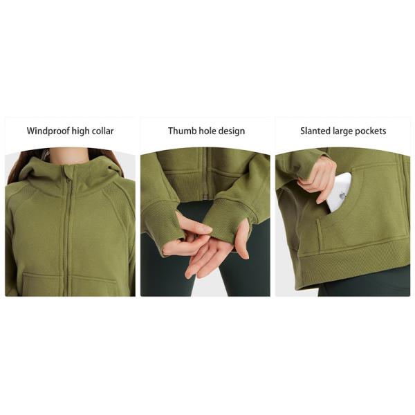 Winter Women's Casual Zip Up Hoodie Jacket Long Sleeve Hooded Sweatshirt With Pockets