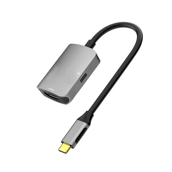 Adaptateur USB C vers HDMI 2.1 48 Gbit/s avec charge PD 140 W pour MacOS Windows