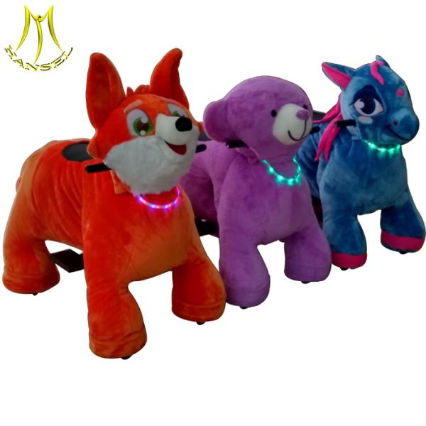 Hansel plush toys stuffed animals on wheels and motorized animals on wheels with animal scooter for mall