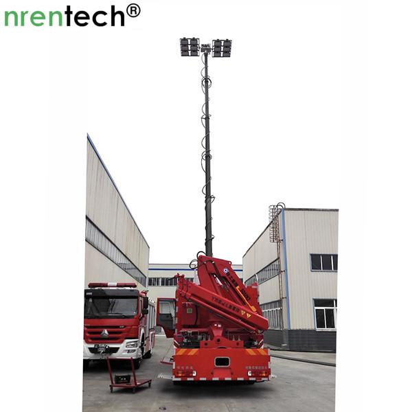 12m pneumatic telescopic mast lighting tower 6x120W LED mounted for fire tender lighting tower