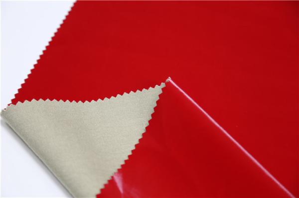 Jacket Pu Synthetic Leather Normal Tearing Strength Red Color For Clothing Fabric