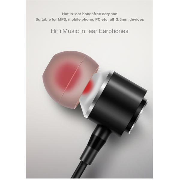 One Cord Control 6u Metal Wired Earphones 16Ω Compatible With IPhone