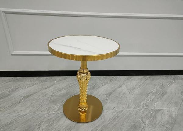 Contemporary 80cm Dia Wrought Iron Marble Coffee Table With Handle