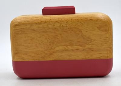 Handmade Acrylic Splic Wooden Box Clutch Pink Stripe And Closure For Women