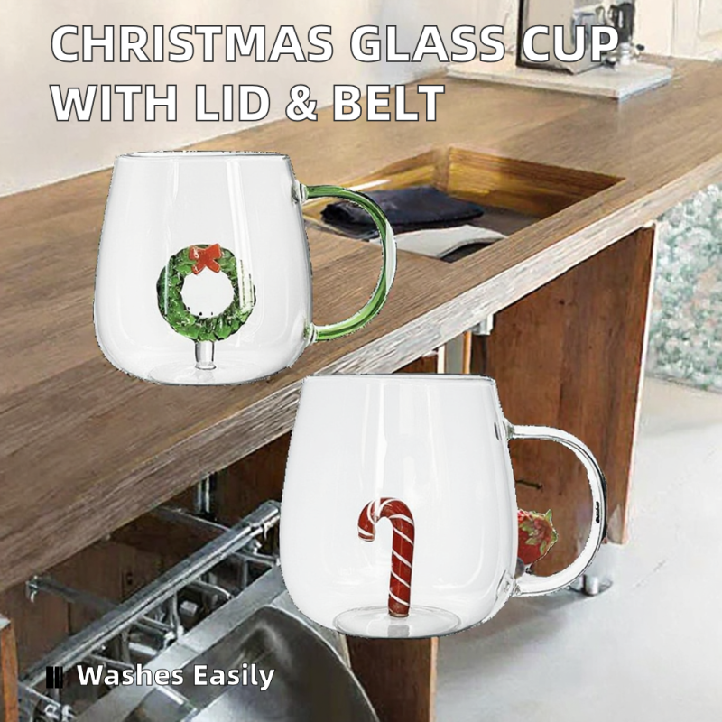 Modern Three Dimensional Belt Design Glass Coffee Cup For Hot Or Cold Beverages