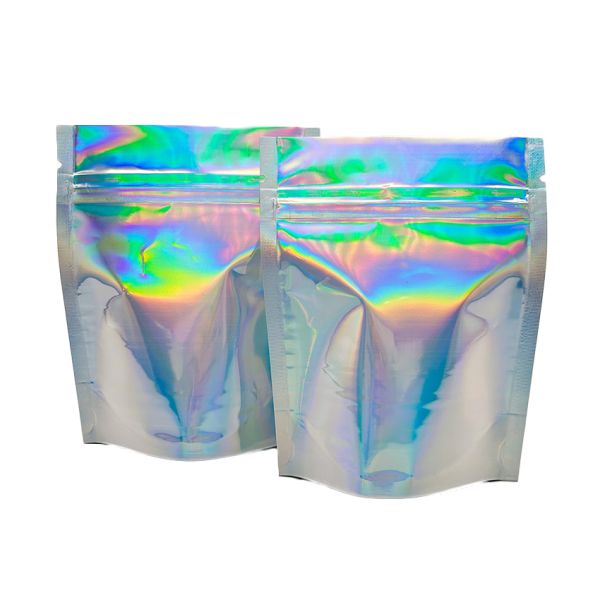 Stand Up Pouch Custom Holographic Mylar Bag Food Grade Zipper Plastic Packaging Bag UV Printed Candy Chocolate Packaging