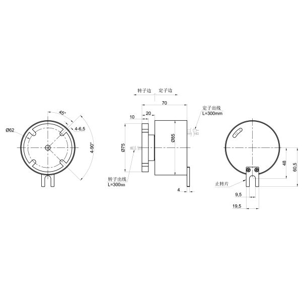 2 Channel 10A Through Bore Slip Ring with 302℉ High Temperature and IP54 Protection