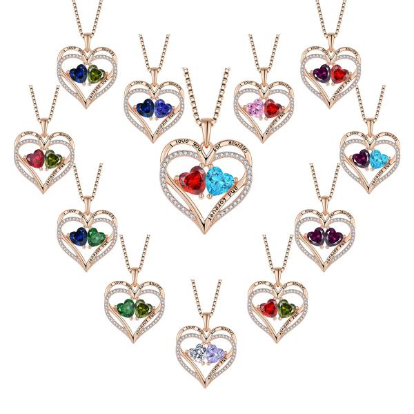 YASVITTI 925 Sterling Silver Eternal Love Heart Pendant Necklace Personalized Rose Gold Plated Crystals CZ Necklace