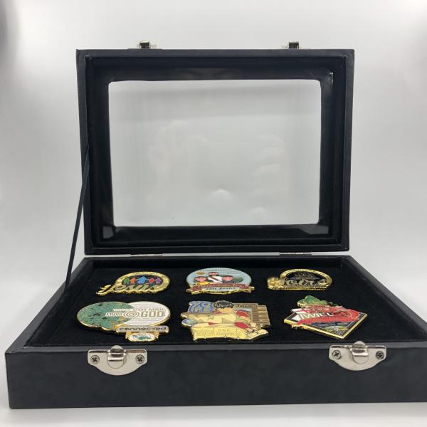 Customized Lapel Pin Display With Plastic Transparent Window Box Double Lock