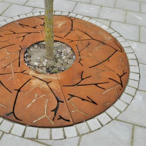 Pre weathered Corten Steel Landscape Round Tree Grates OEM ODM