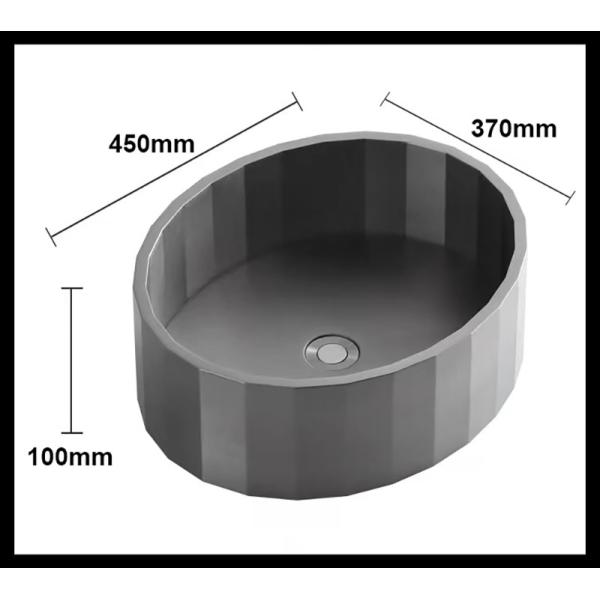 Oval Shaped Stainless Steel Vessel Bathroom Sinks With Matte Black Matte Grey Color