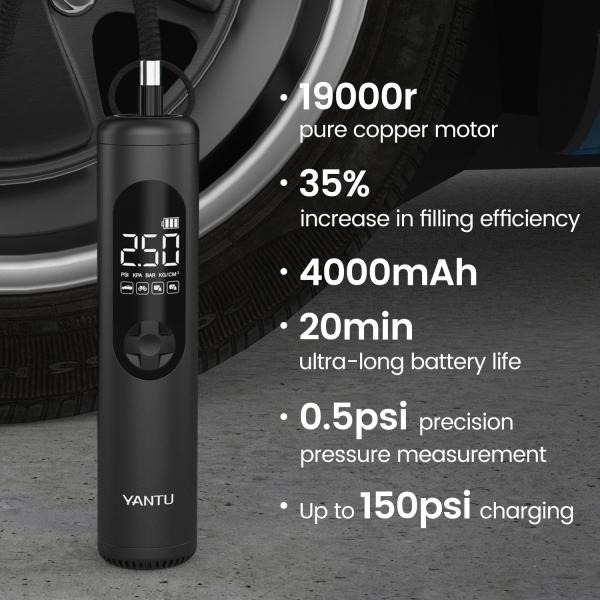2000mAh*2 Battery YANTU A23 Portable Wireless Rechargeable Ball Air Pump Tire Inflator