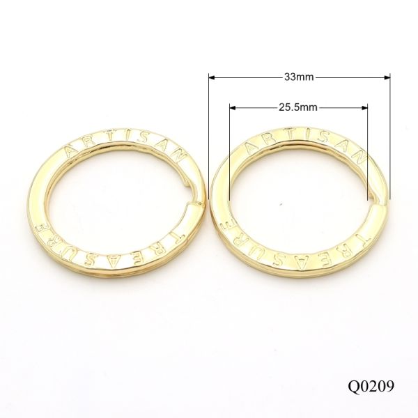 Gold Plated Split Key Ring 25.5mm*33mm Metal Key Ring Corrosion Resistant