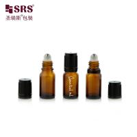 Botella de vidrio de ámbar redonda y vacía de 10 ml con tapa a prueba de niños para aceite esencial